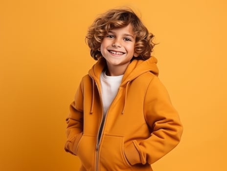 Happy Mexican kid in casual clothing against a neutral background AI Generative photo