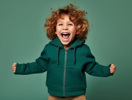 Happy Mexican kid in casual clothing against a neutral background AI Generative photo