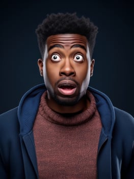 Young man with African features who appears to be shoched AI Generative photo