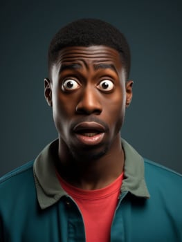 Young man with African features who appears to be shoched AI Generative photo
