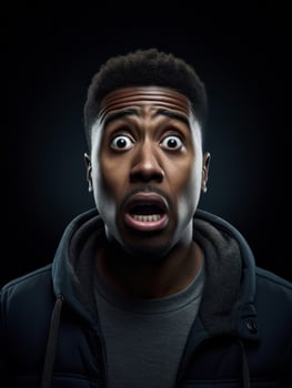 Young man with African features who appears to be shoched AI Generative photo