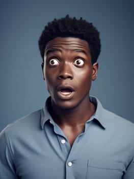 Young man with African features who appears to be shoched AI Generative photo