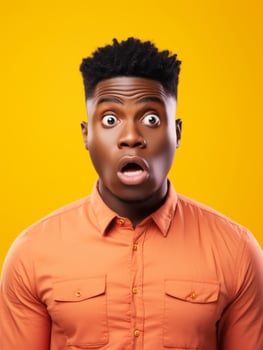 Young man with African features who appears to be shoched AI Generative photo