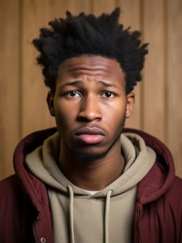 Young man with African features who appears to be shoched AI Generative photo