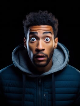 Young man with African features who appears to be shoched AI Generative photo
