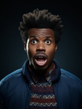 Young man with African features who appears to be shoched AI Generative photo