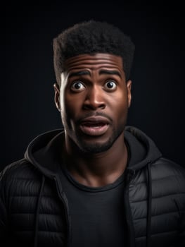 Young man with African features who appears to be shoched AI Generative photo