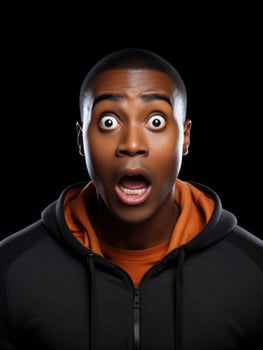 Young man with African features who appears to be shoched AI Generative photo