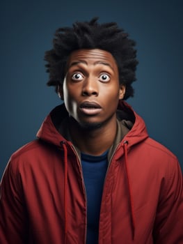Young man with African features who appears to be shoched AI Generative photo