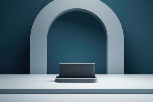 A minimalist arc podium captured in a close Generative AI photo