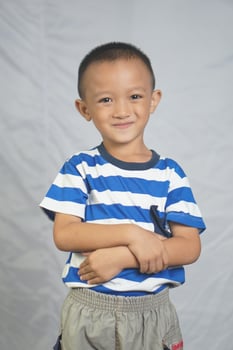 Asian boy smiling, laughing, happy photo