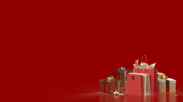 The gift box and shopping bag for marketing or sale concept 3d rendering photo