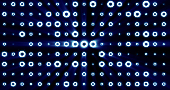 Abstract background of bright blue glowing light bulbs from circles and dots of energy magic disco wall photo