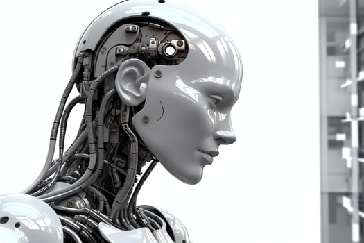 3D rendering technology robotics data analytics or futuristic cyborg with artificial intelligence concept by AI Generated photo