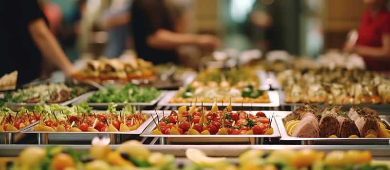 AI generated People group catering buffet food indoor in restaurant photo