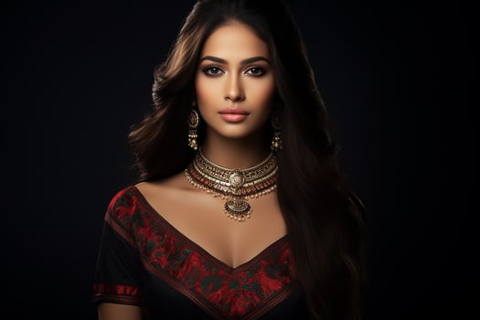 Ai generated Studio portrait of beautiful indian woman in casual and national dress in different colours background photo
