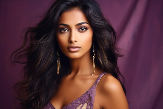 Ai generated Studio portrait of beautiful indian woman in casual and national dress in different colours background photo