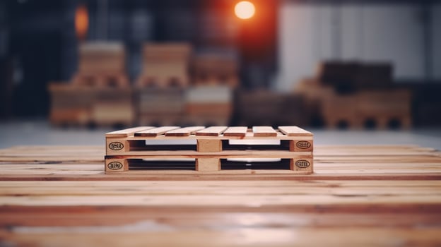 A wooden pallet sitting on top of a wooden table photo