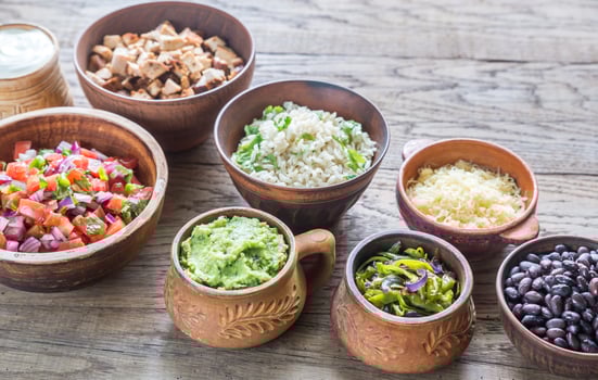 Ingredients for chicken burrito bowl photo