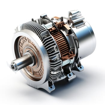 Electric motor on white background. AI Generative photo