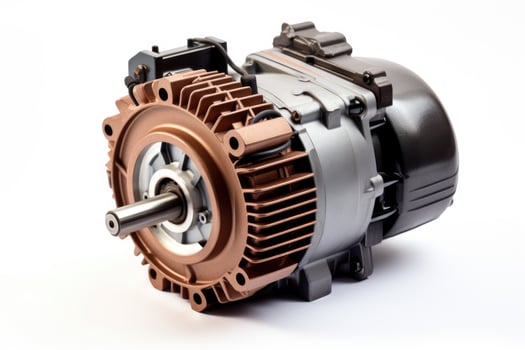 Electric motor on white background. AI Generative photo