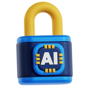 Locked padlock 3D icon design. Artificial intelligence security illustration photo