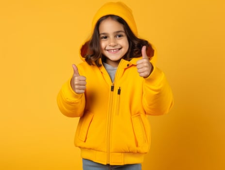Happy European kid in casual clothing against a neutral background AI Generative photo