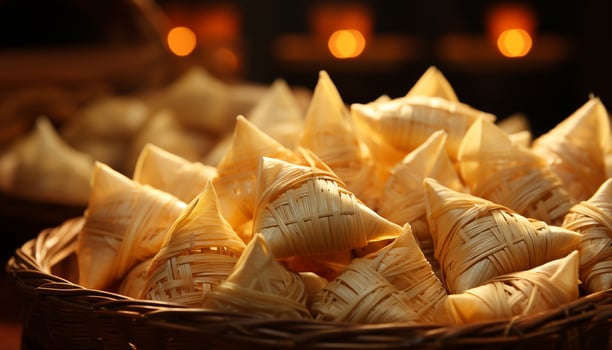Chinese culture steamed dumpling, gourmet meal, freshness, traditional festival celebration generated by AI photo