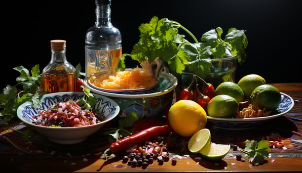 Freshness and nature in a gourmet bowl of organic vegetarian salad generated by AI photo