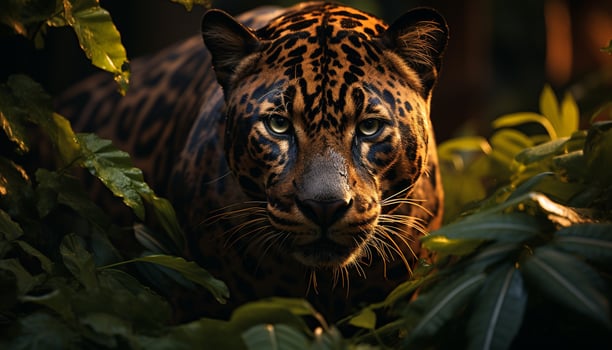 Majestic Bengal tiger, striped beauty, staring with wildcat eyes generated by AI photo