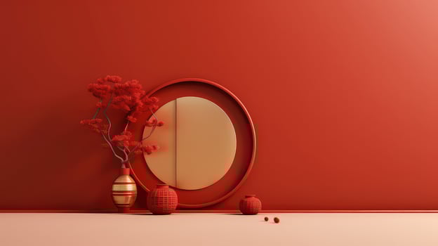 Red Chinese Lunar New Year background AI generated photo