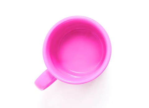 Pink mug on white background photo