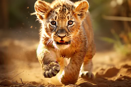 Golden Hour Majesty. Lioness and Cubs Wildlife Photograph. AI Generative photo