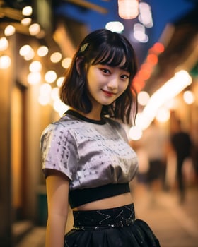 Beautiful asian girl on trandy casual outfit AI Generative photo