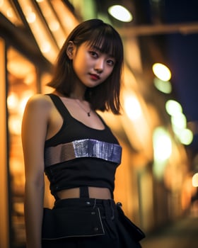 Beautiful asian girl on trandy casual outfit AI Generative photo