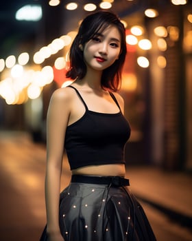 Beautiful asian girl on trandy casual outfit AI Generative photo