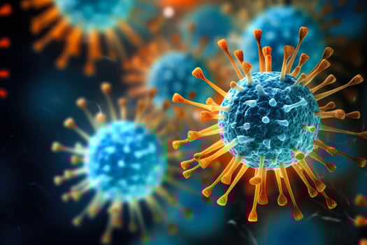 Exceptional macro image of virus infected cells under potent microscopy photo