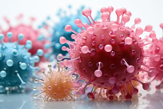 Detailed macro image of virus structures isolated on a white background photo