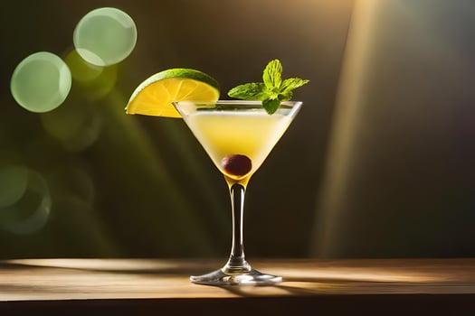 cocktail with lime and mint on the table. AI-Generated photo