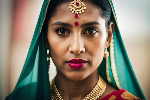 a woman wearing a traditional indian sari. AI-Generated photo
