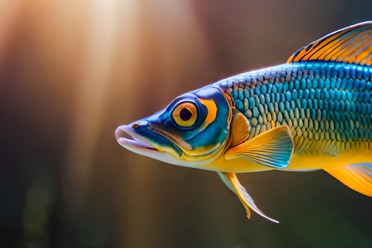 a fish with bright blue and yellow colors. AI-Generated photo