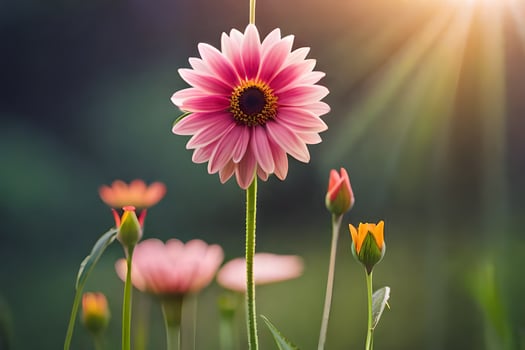 pink flower in the sun. AI-Generated photo