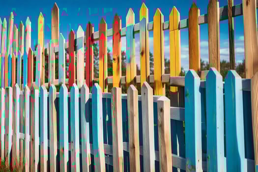 a colorful fence with many different colored pickets. AI-Generated photo