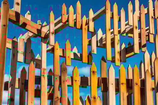 a wooden fence made of wooden sticks. AI-Generated photo