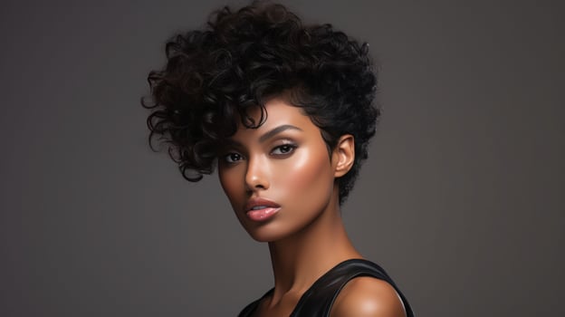 Portrait fashion black woman hair cut photo