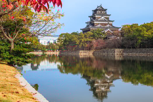 Main keep of Hiroshima Castle, aka Carp Castle, in Hiroshima, Japan photo