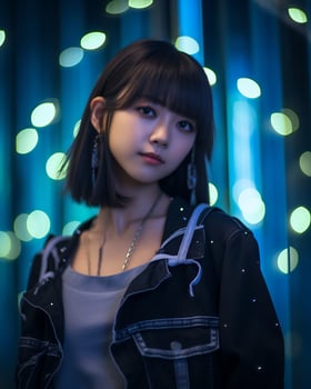Beautiful asian girl in fashionable outfit AI Generative photo
