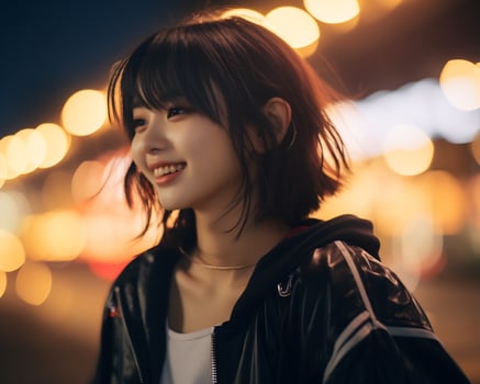 Beautiful asian girl in fashionable outfit AI Generative photo