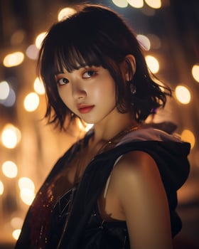 Beautiful asian girl in fashionable outfit AI Generative photo