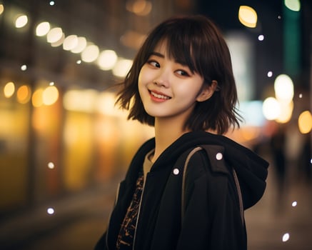 Beautiful asian girl in fashionable outfit AI Generative photo